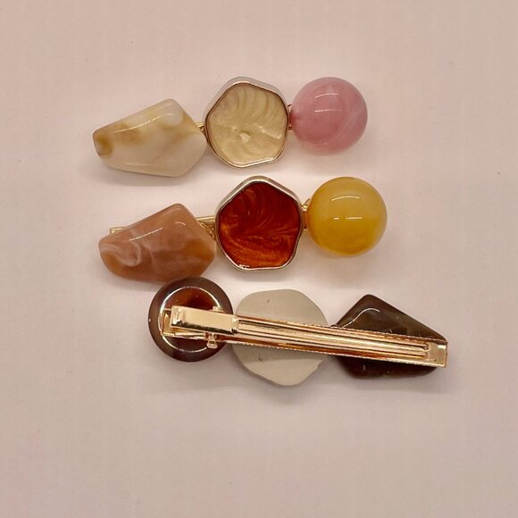 ⭐️❤️ FREE Stone Geode Boho Peasant Hipster Hippie Deco Farm Chic Hair Barrettes - Picture 7 of 7